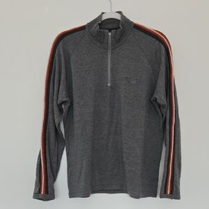 Men's Gray Half-Zip Icebreaker merino wool sweater gray warm outdoor Medium